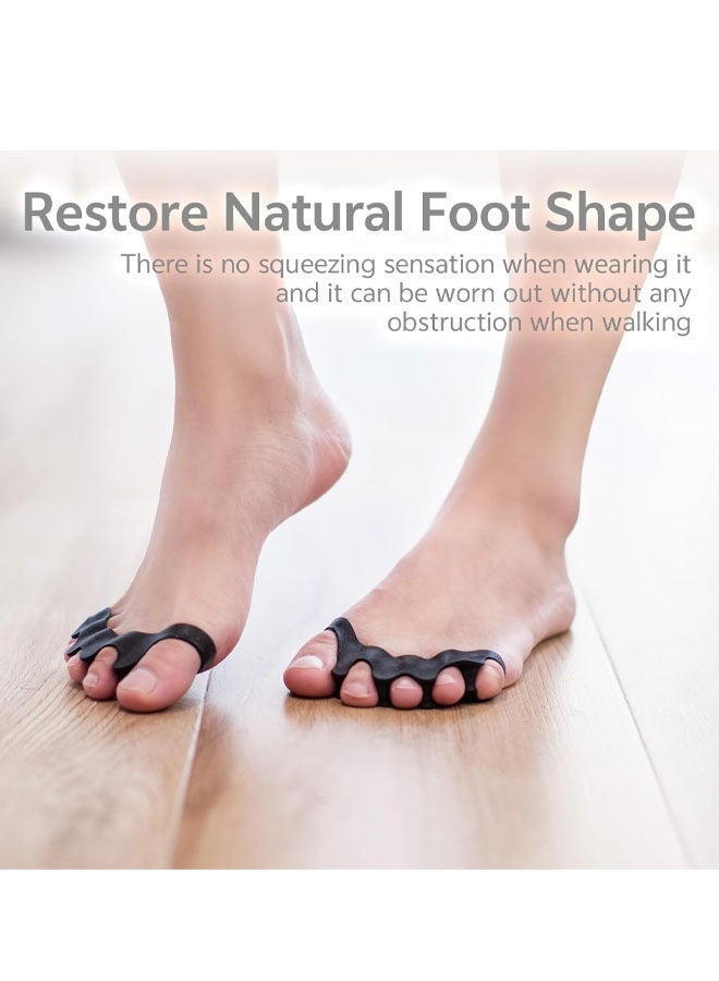 Durable Unisex Toe Separators with Sparkle Design for Yoga & Daily Use - Flexible Silicone toe Spacers for Bunions, One-Size-Fits-All for Men & Women (2PCS) (Black) - Image 2