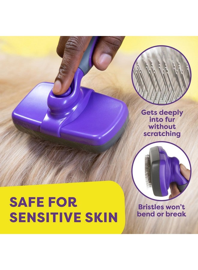 Hertzko SelfCleaning Dog & Cat Slicker Brush For Pets With Long Or Short Hair, Dog Brush For Shedding Short Hair, Cat & Dog Grooming Brush, Cat Comb, Dog Comb, Deshedding Dog Brush  Purple - Image 5