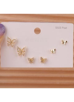New Zircon Butterfly Six-piece Set Small Fragrance Niche Design Light Luxury All-match Fashion All-match Earrings