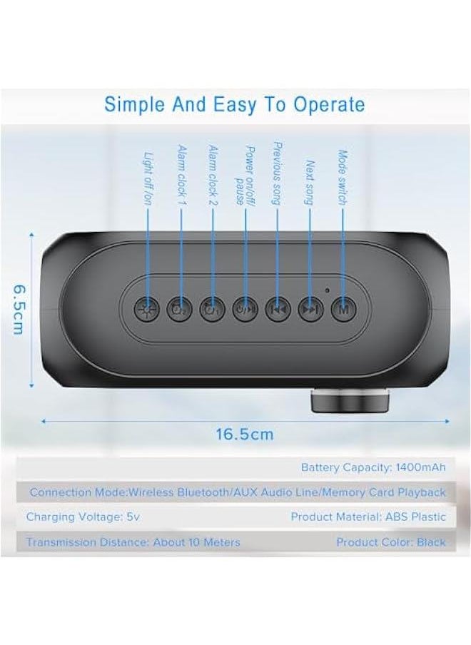 FYLX - Portable Bluetooth Speakers Wireless Stereo Pairing Bluetooth Speaker Mirror LED Display Bluetooth 5 with HandsFree Playback Portable DesignSmall Speaker for TravelOutdoorsParty Black - Image 1