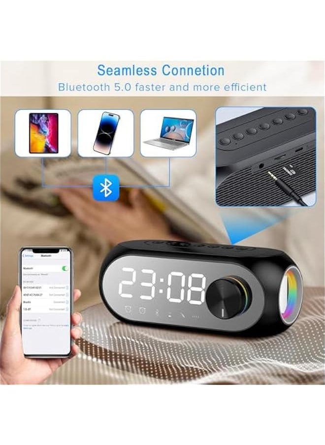 FYLX - Portable Bluetooth Speakers Wireless Stereo Pairing Bluetooth Speaker Mirror LED Display Bluetooth 5 with HandsFree Playback Portable DesignSmall Speaker for TravelOutdoorsParty Black - Image 1