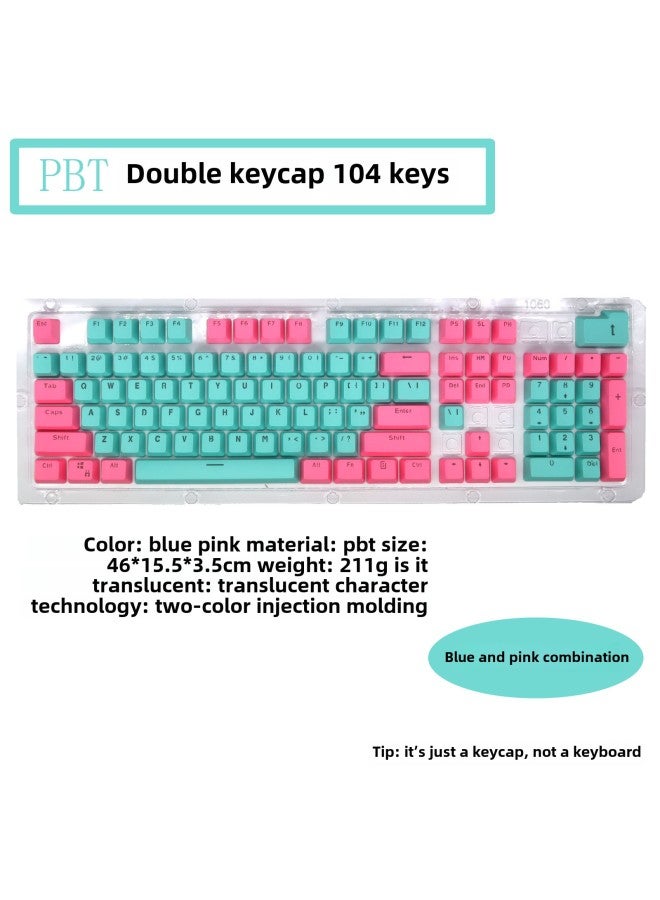 Double Color Mechanical Keyboard Cap Pbt Transparent 61 Key 87-104 Key Multicolor Block Outfit For Gaming Keyboards-Color:Green Powder-PBT-not A Keyboard, Just A Keycap.  - Image 1