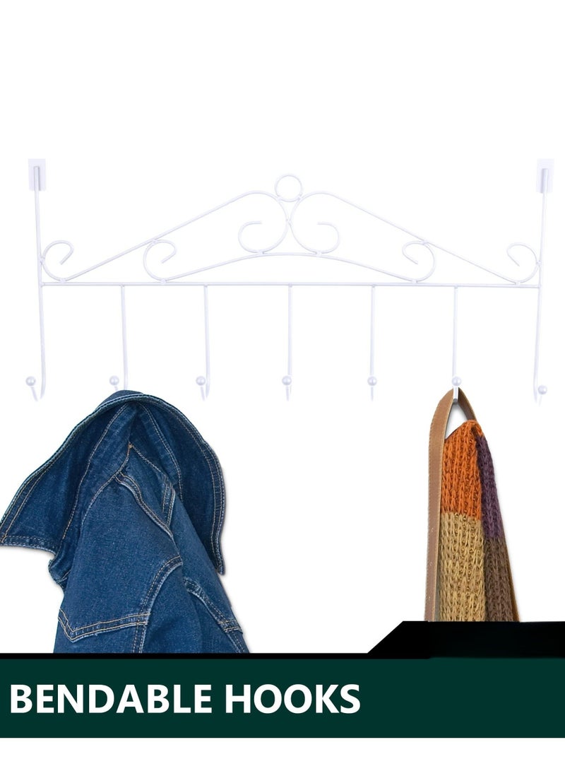 Over The Door Hooks Over The Door Towel Rack with 7 Coat Hooks for Hats Coats Towels Jackets Bags on Back of Bathroom Bedroom Closet Doors  - Image 4