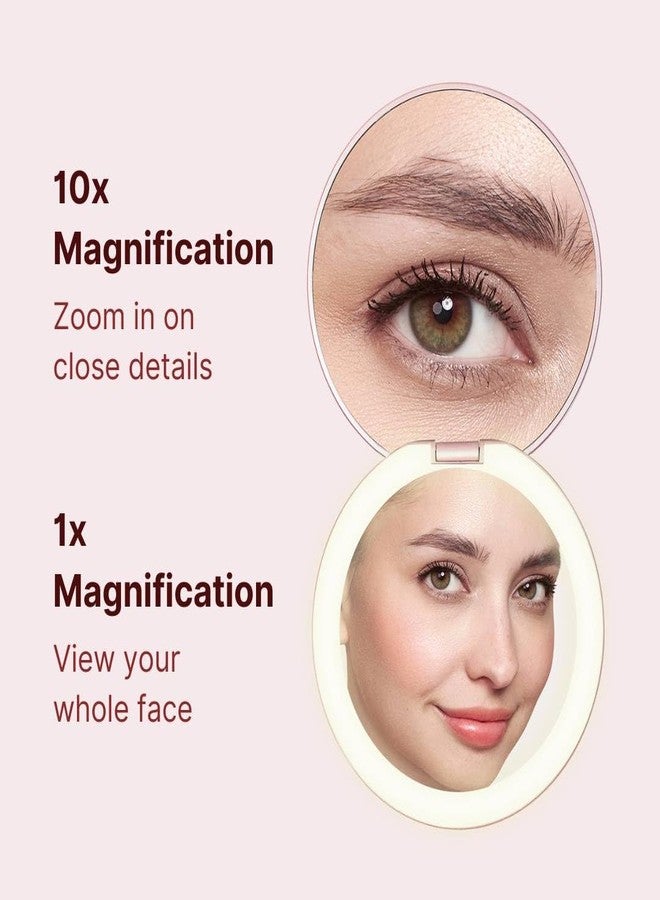 Fancii Taylor LED Lighted Travel Makeup Mirror, Rechargeable, 10x /1x Magnifying, Tru-Glow Lighting System, XL Large 5” Wide | Compact Mirror for Purses (Marble Rose) - Image 4