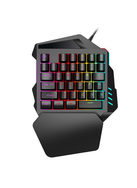 V100 35 Key Single Hand Membrane Mini 35 Keys Gaming Keyboard with USB Wired Replacement for PUBG LOL CS Gamer