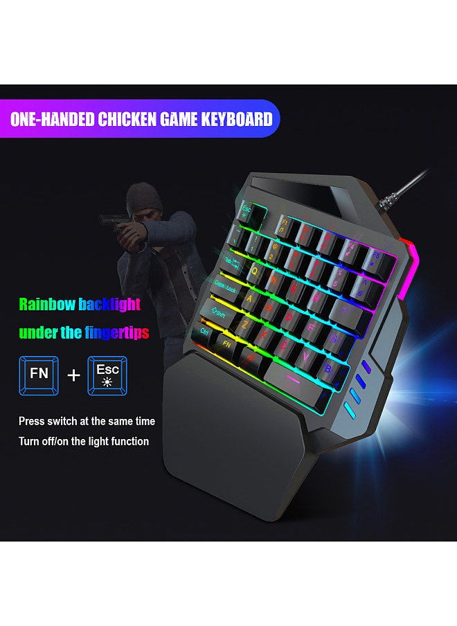 HXSJ - V100 35 Key Single Hand Membrane Mini 35 Keys Gaming Keyboard with USB Wired Replacement for PUBG LOL CS Gamer - Image 1