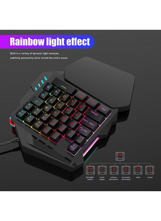 HXSJ - V100 35 Key Single Hand Membrane Mini 35 Keys Gaming Keyboard with USB Wired Replacement for PUBG LOL CS Gamer - Image 1