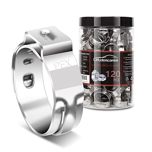 Hydencamm 120PCS 3/4 Inch PEX Cinch Clamps Rings, Premium 304 Stainless Steel crimping clamps, PEX Fitting Clamps Pinch Ring for Tubing Pipe Fitting Connections (3/4"x120) - Image 3