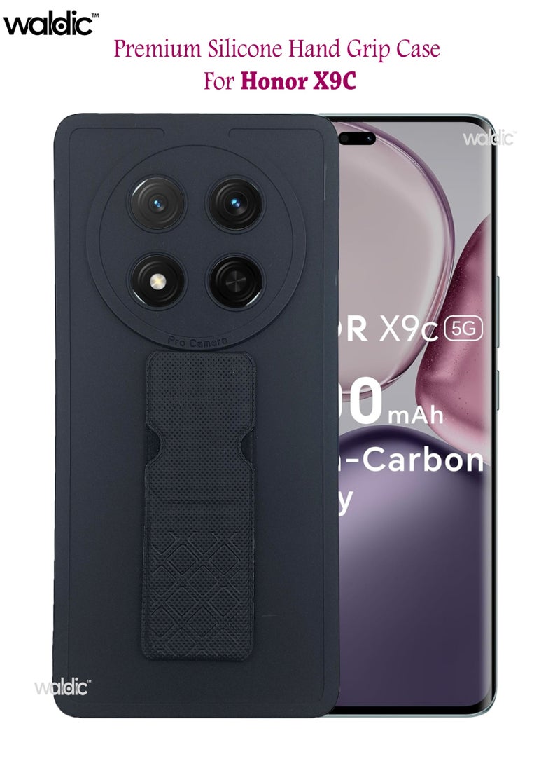 Waldic Honor X9c Premium Case | Premium Silicone Magnetic Hand Grip Case Cover Designed for Honor X9c | Honor X9c Case Camera and Drop Protection Thin Protective Back Cover Case for Honor X9c - Black  - Image 1