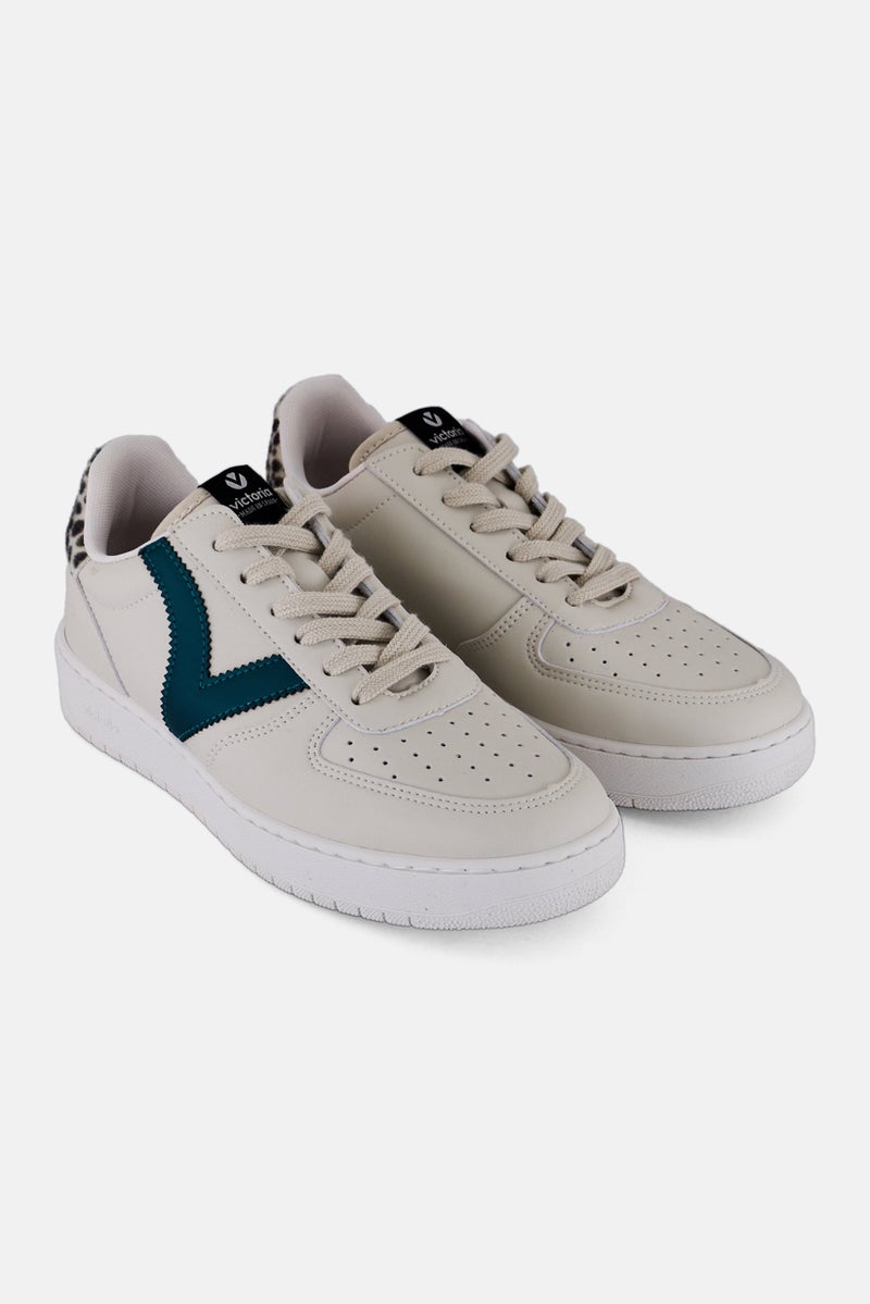 Victoria Women Madrid Efecto Piel Animal Print Lace Up Casual Shoes, Off White  - Image 1