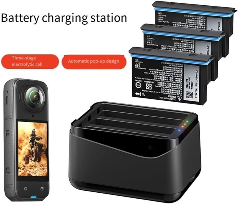 Insta360 X5 Camera Battery Charger Set Portable Charging Case 3 Channel Hub - Image 3