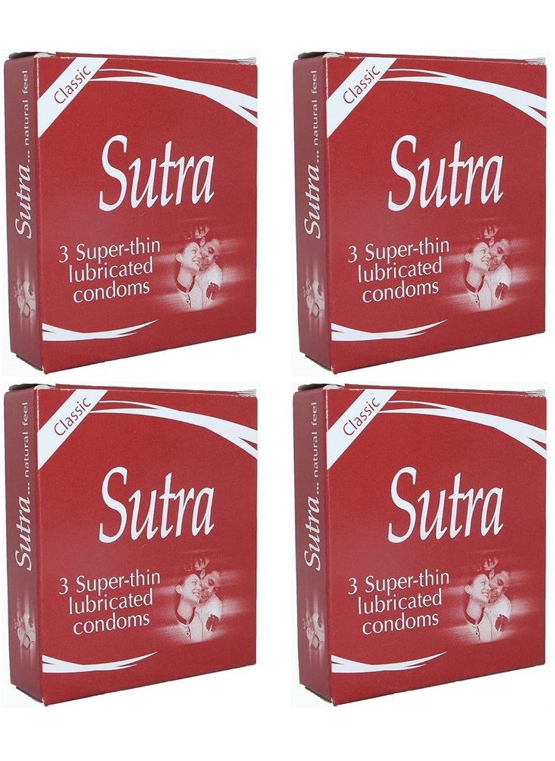 SUTRA Sutra Classic Condoms - 4 Pack Of 3 Pieces 
