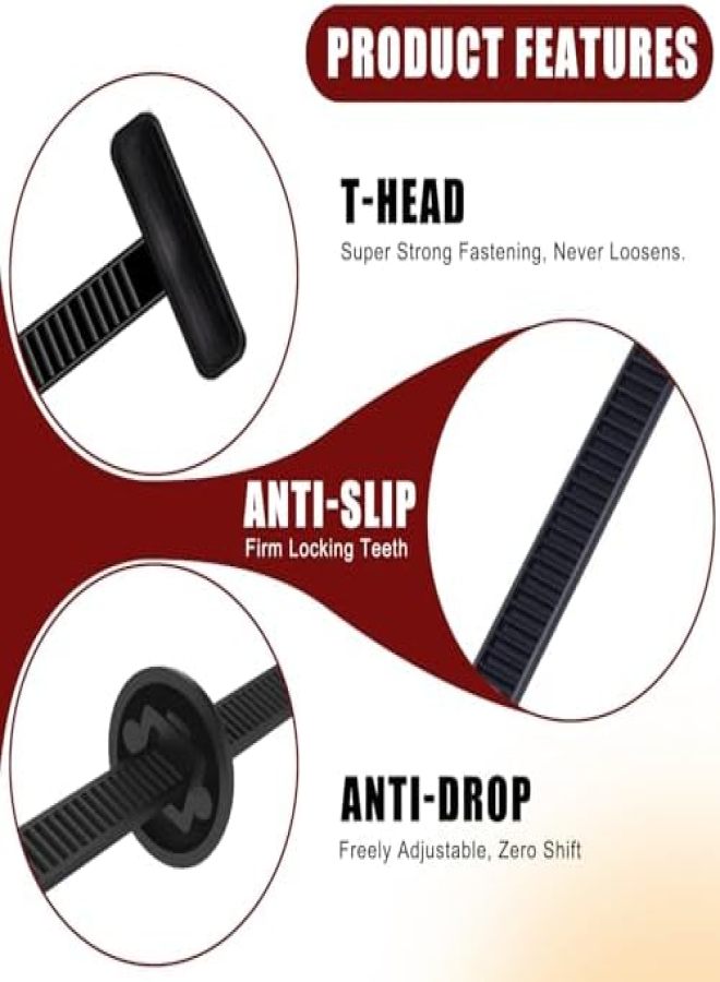 Nylon universal cable tie buckle-heavy self-locking snap-on design anti-ultraviolet fasteners suitable for car maintenance Black (200 pieces) - Image 3