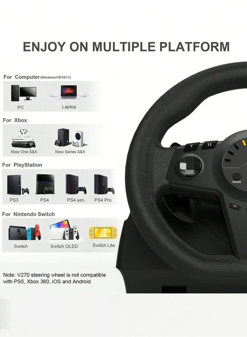 Simracing Gaming Racing Wheel For Nintendo Switch/ Ps4/Ps3/Xbox One/Pc Windows/Xbox Series S/X 270°Racing Wheel - Image 2