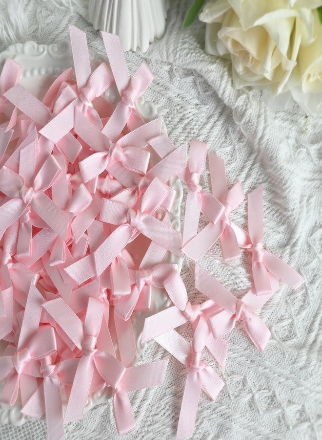 Simplegoal 50 PCS 1.5" Mini Ribbon Bow Light Pink Satin Ribbon Pre-tie Bows for Crafts Gift Wrapping Bakery Candy Bags Hair Wedding Christmas - Image 5