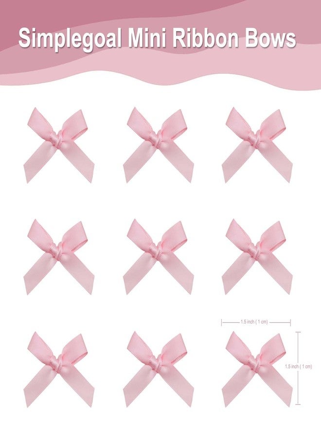 Simplegoal 50 PCS 1.5" Mini Ribbon Bow Light Pink Satin Ribbon Pre-tie Bows for Crafts Gift Wrapping Bakery Candy Bags Hair Wedding Christmas - Image 4
