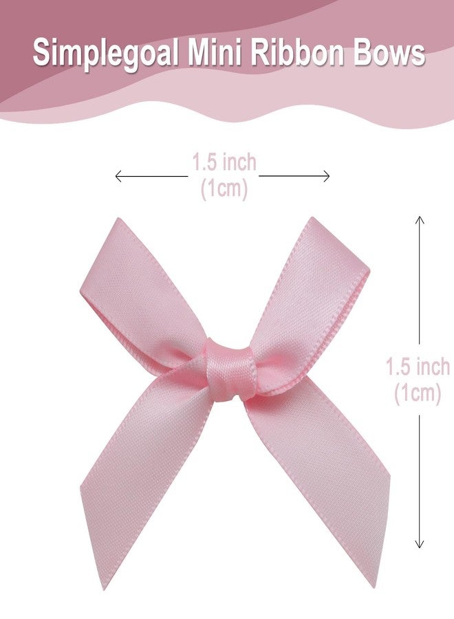 Simplegoal 50 PCS 1.5" Mini Ribbon Bow Light Pink Satin Ribbon Pre-tie Bows for Crafts Gift Wrapping Bakery Candy Bags Hair Wedding Christmas - Image 2