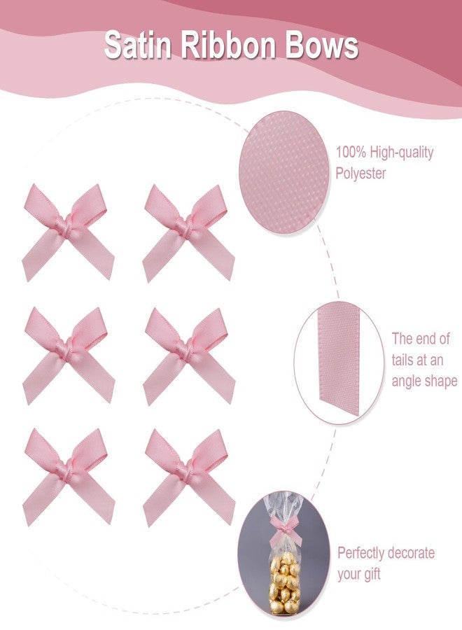 Simplegoal 50 PCS 1.5" Mini Ribbon Bow Light Pink Satin Ribbon Pre-tie Bows for Crafts Gift Wrapping Bakery Candy Bags Hair Wedding Christmas - Image 3
