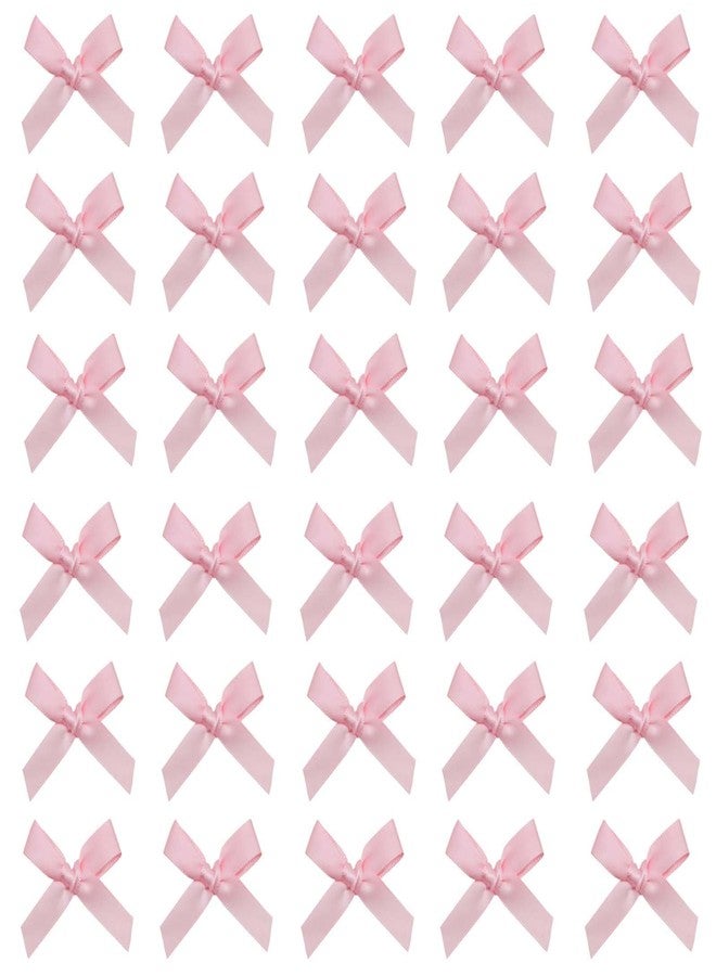 Simplegoal 50 PCS 1.5" Mini Ribbon Bow Light Pink Satin Ribbon Pre-tie Bows for Crafts Gift Wrapping Bakery Candy Bags Hair Wedding Christmas - Image 1