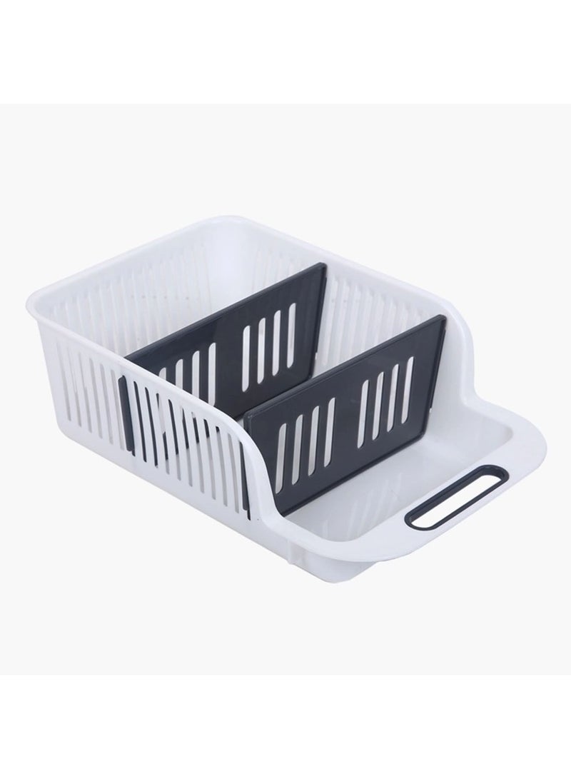 Fridge Organising Tray With 2 Flexy Partition Black/White - 24x16.50x80 cm - Image 2