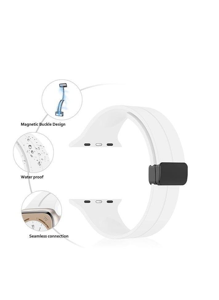 Generic - Magnetic Band for Apple Watch Ultra 49, 45, 44, 42, iWatch for Men Women, Soft Silicone Replacement Wristbands for iWatch Series 9/8/7/6/5/4/3/2/SE/Ultra 2 - Image 1