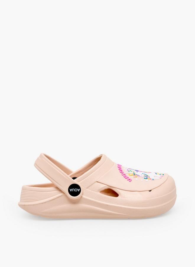 Aqua Girls Unicorn Applique Clogs - Image 1
