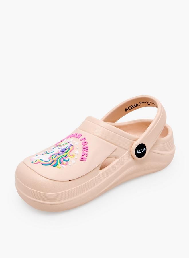 Aqua Girls Unicorn Applique Clogs - Image 4