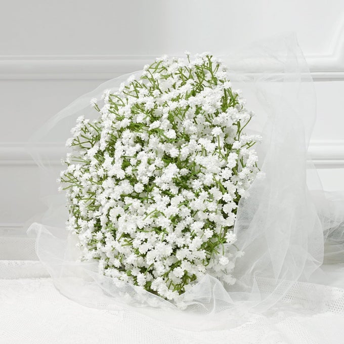 5 Pcs Babys Breath Artificial Flowers White Long Stem Baby Breath Flowers Artificial Bulk Real Touch Fake Babys Breath Gypsophila for Wedding Bridal Bouquet Party Arrangements Home Decor
