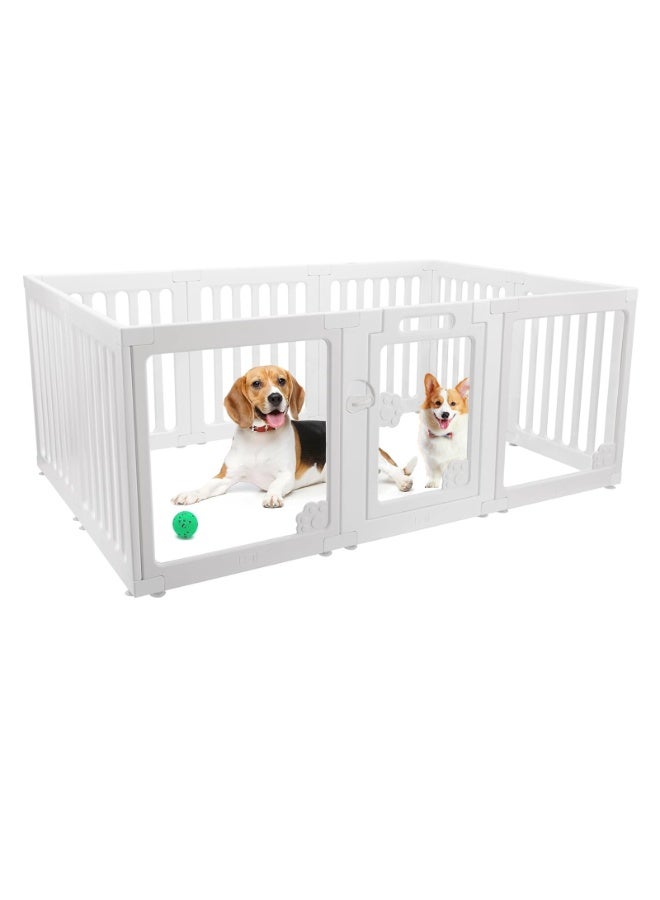 LIODUX Clear Acrylic Dog Playpen, Modern Design Plastic Puppy Playpen, Transparent Freestanding Pet Pen Fence, Easy Assemble Foldable Dog Crate for Puppy Cat Bunny Small & Medium Dogs - Image 1