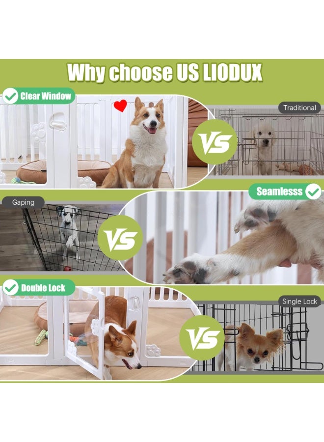 LIODUX Clear Acrylic Dog Playpen, Modern Design Plastic Puppy Playpen, Transparent Freestanding Pet Pen Fence, Easy Assemble Foldable Dog Crate for Puppy Cat Bunny Small & Medium Dogs - Image 3