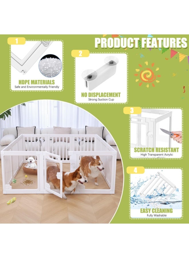 LIODUX Clear Acrylic Dog Playpen, Modern Design Plastic Puppy Playpen, Transparent Freestanding Pet Pen Fence, Easy Assemble Foldable Dog Crate for Puppy Cat Bunny Small & Medium Dogs - Image 4