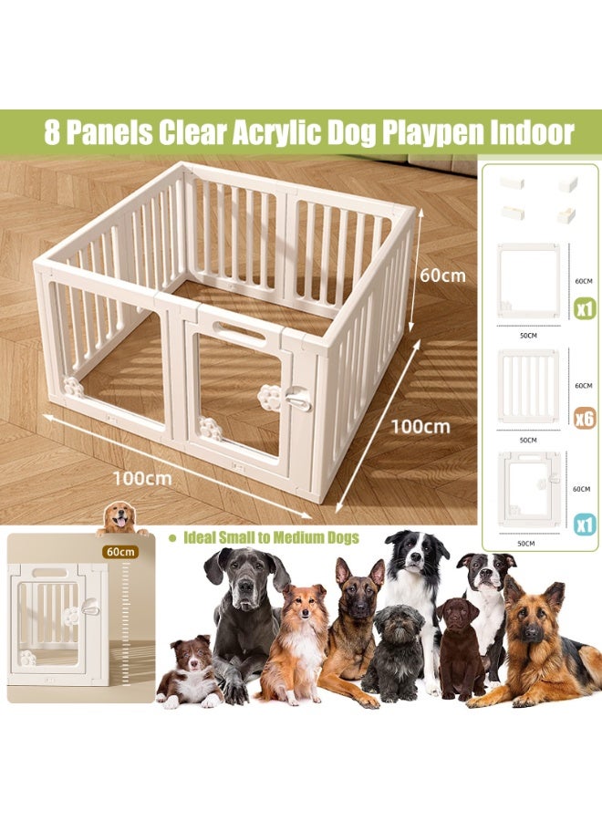 LIODUX Clear Acrylic Dog Playpen, Modern Design Plastic Puppy Playpen, Transparent Freestanding Pet Pen Fence, Easy Assemble Foldable Dog Crate for Puppy Cat Bunny Small & Medium Dogs - Image 5
