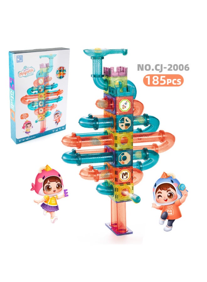 Color Window Magnetic Toys Magnetic Building Blocks DIY Children's Magnetic Pieces Magnetic Stickers Toy Building Blocks-Color:NO.CJ-2006 Magnetic Track Building Blocks 185 1.97kg  - Image 1
