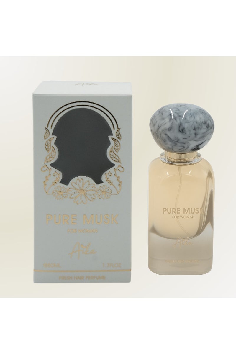 ايكا عطر أيكا ٥٠ مل برائحة المسك النقي للنساء، عطر يدوم طويلاً للجسم والشعر، عطر خالٍ من الكحول للنساء برائحة المسك الأبيض، ونفحات البودرة الناعمة والمنعشة. - Image 1