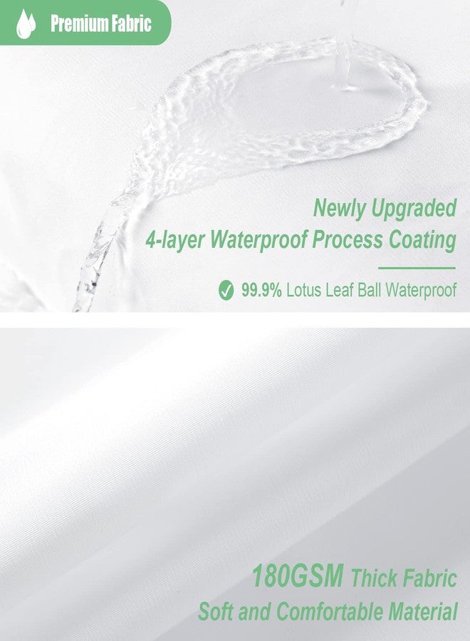 Dynamene Extra Long Shower Curtains - 72 x 84 Inches Long Textured Tufted Chenille Striped Fabric Bathroom Shower Curtain, Tall Modern Shabby Chic Waterproof Cloth Shower Curtain Set with Hooks, White - Image 3