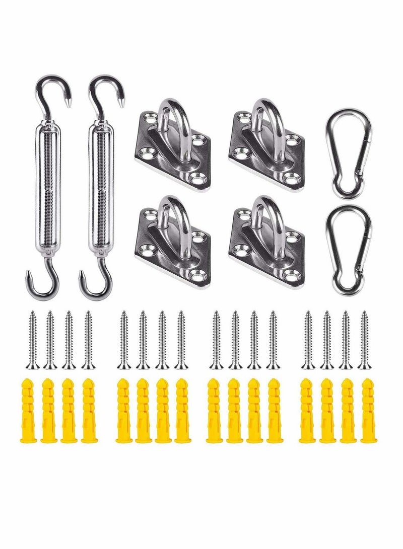 Generic Awning Attachment Set Heavy Duty Sun Shade Sail Stainless Steel Hardware Kit for Triangle and Square Rectangle Sun Shade Sail Fixing Accessories Shade Sail Hardware Kit  - Image 1