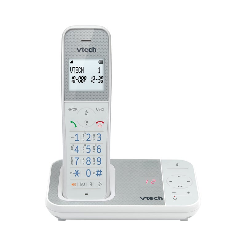 VTech XS1050 DECT Cordless Phone with Answering Machine, 1 Handset, Landline House Phone, AntiBacterial Plastic, Call Block, Volume Booster, Handsfree, Speed Dial, illuminated Display and Keypad - Image 1
