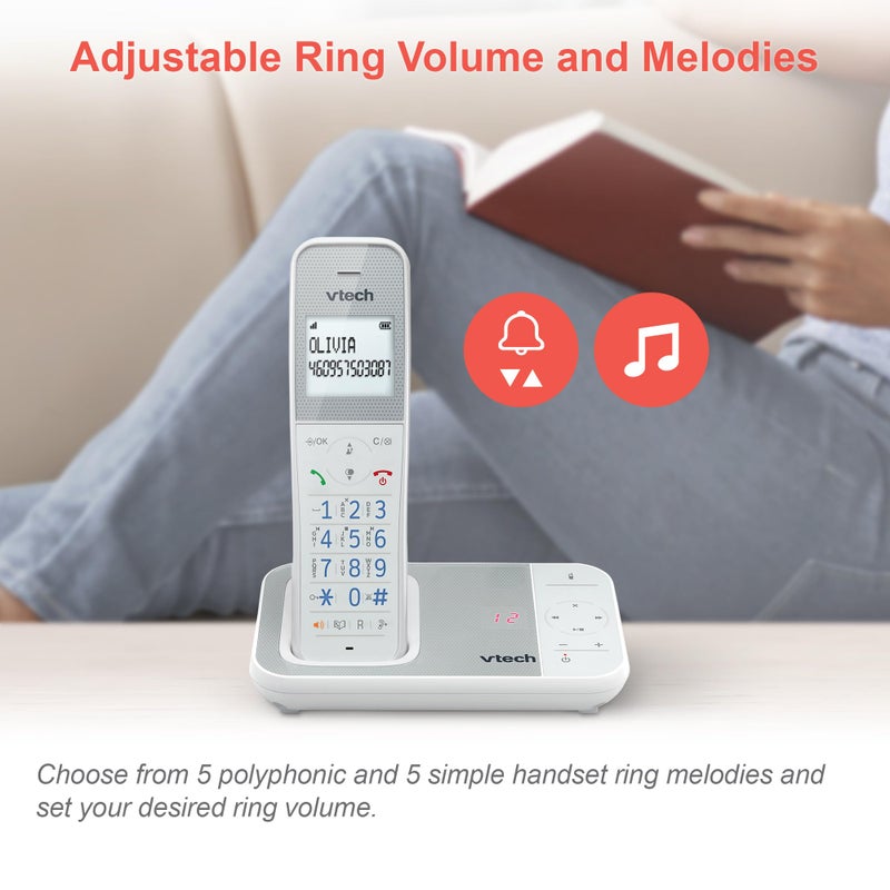 VTech XS1050 DECT Cordless Phone with Answering Machine, 1 Handset, Landline House Phone, AntiBacterial Plastic, Call Block, Volume Booster, Handsfree, Speed Dial, illuminated Display and Keypad - Image 5