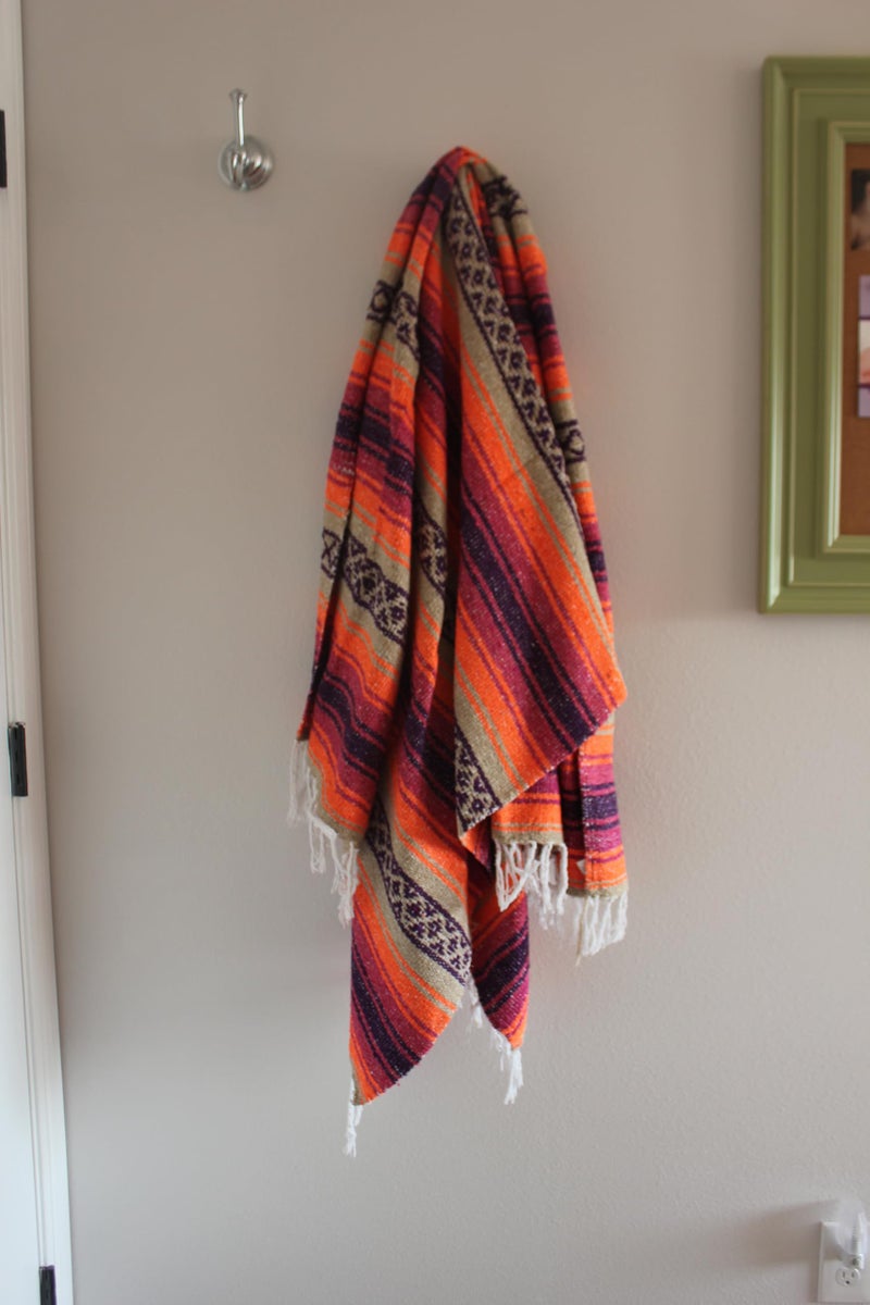 Del Mex Classic Mexican Blanket, Large Authentic Woven Falsa Throw (70"x50"), Artisan Southwest DÃ©cor for Beach, Yoga, Outdoors (Pink/Orange) - Image 3