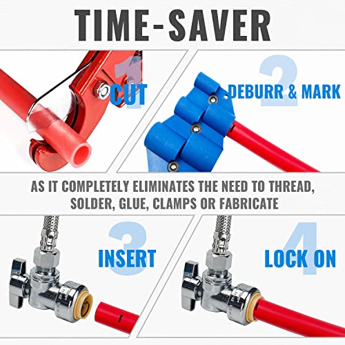 SUNGATOR 1/2" Shut Off Valve, 10 Each Straight Stop and Angle Stop Shutoff, 1/2 x 3/8 Inch Compression, No Lead Brass Push Pex Valve for PEX Pipe, Copper, CPVC, with 1 Disconnect Clip, Pack of 20 - Image 5