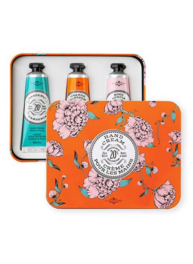 La Chatelaine Hand Cream Trio Tin Gift Set ; Plantbased ; Made In France With 20% Organic Shea Butter (Gardenia Orange Blossom (Or Cinnamon Orange) And Rose Acacia) 3 X 1 Fl Oz - Image 2