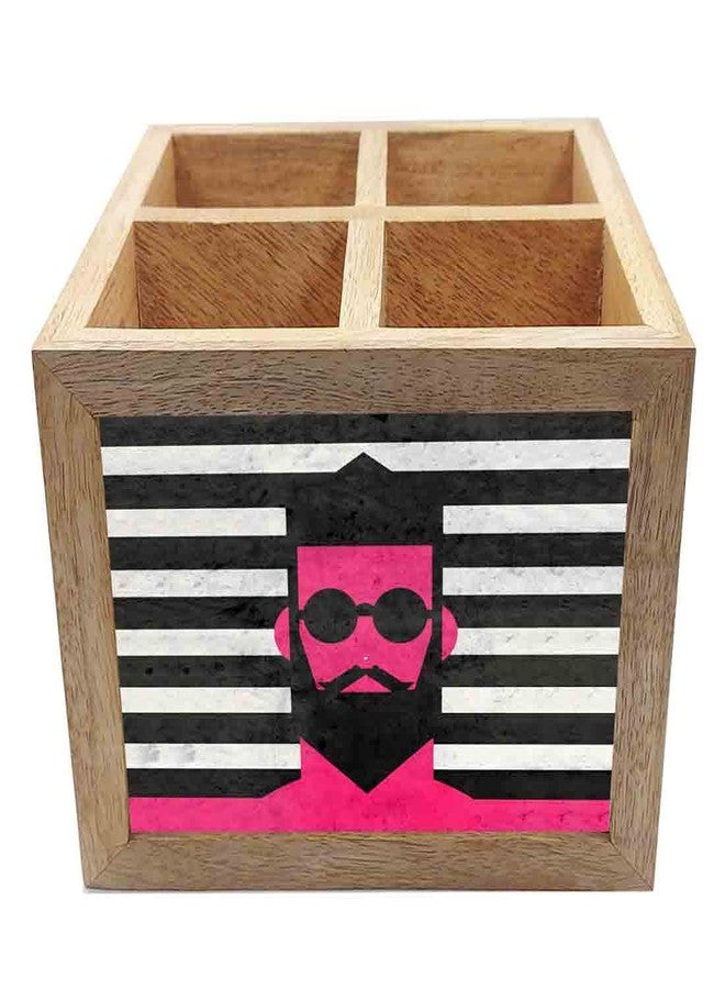 Nutcase Wooden Cutlery Stand Holder Silverware Caddy Spoons Forks Knives Organizer for Dining Table & Kitchen -Made in India-Spoons NOT Included - Dude - Image 4
