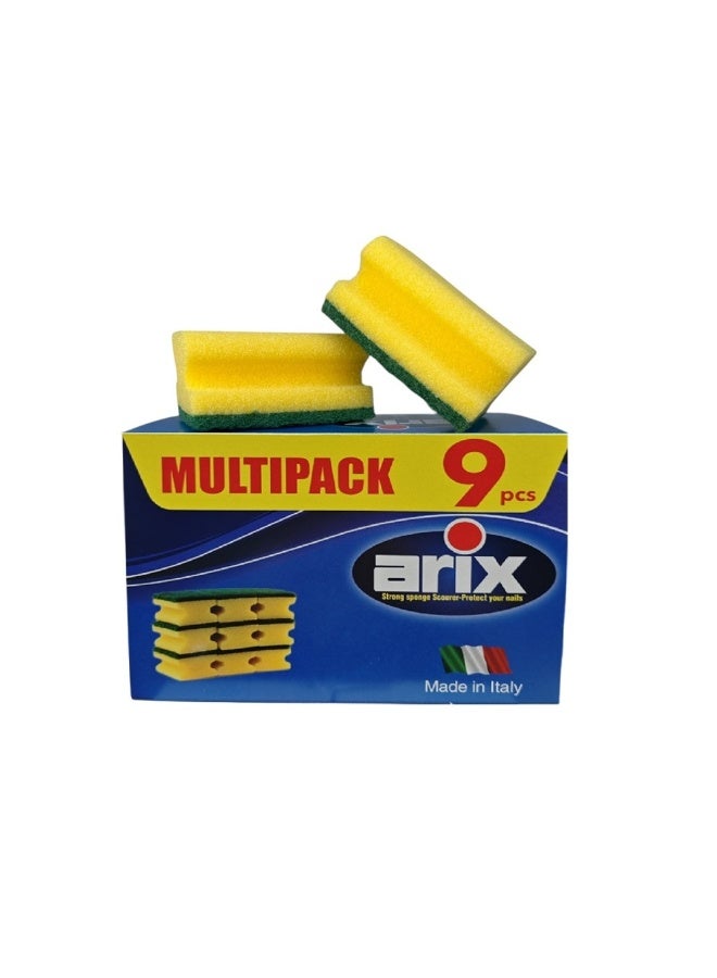 Arix Grip Heavy-Duty Scouring Sponge 9-pcs – Easy-Grip Cleaning Sponges for Pots, Grills & Tough Kitchen Cleaning Tasks - Image 3