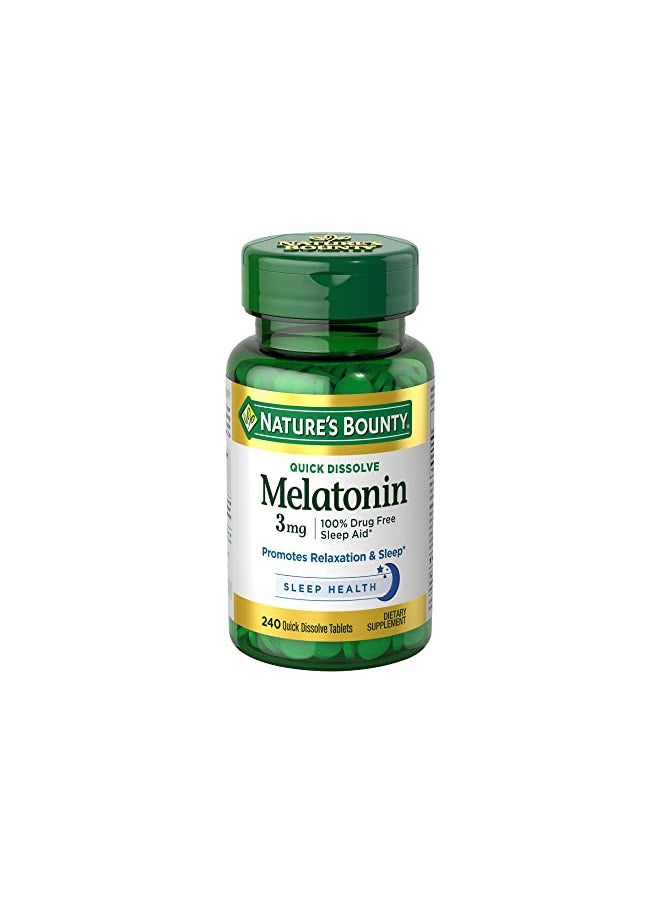 NATURE'S BOUNTY - Natures Bounty Melatonin 3Mg 100% Drug Free Sleep Aids For Adults Supports Relaxation And Sleep 240 C - Image 1