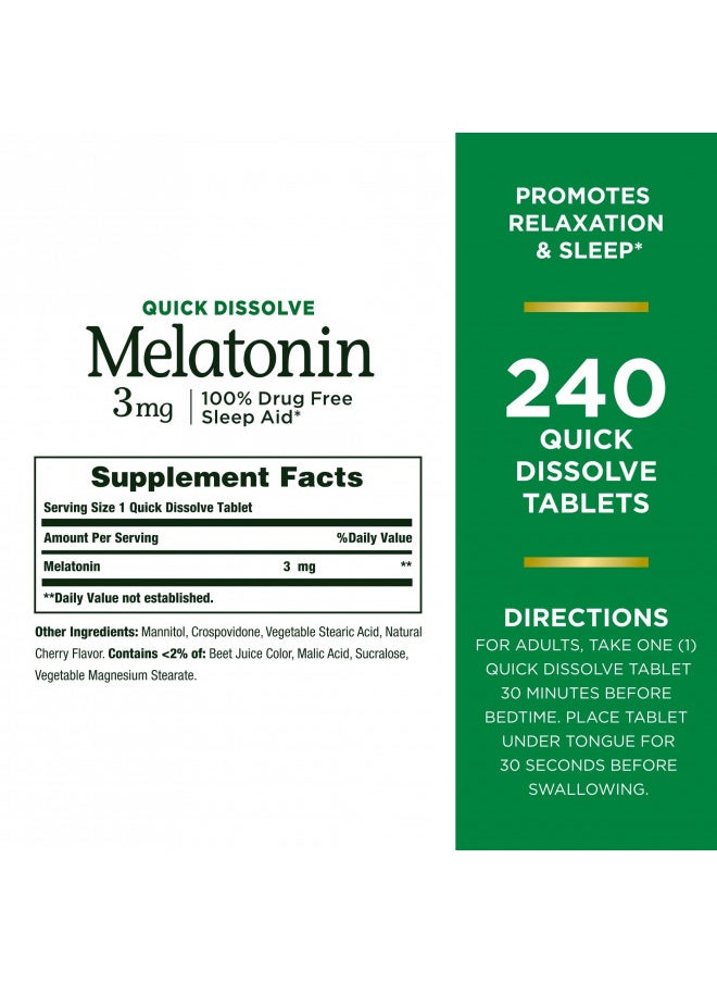 NATURE'S BOUNTY - Natures Bounty Melatonin 3Mg 100% Drug Free Sleep Aids For Adults Supports Relaxation And Sleep 240 C - Image 1