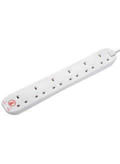 MASTERPLUG Masterplug Six Socket Power Surge Protected Extension Lead, 2 Meters, White, 2 Years Warranty, 75 years old British Brand  - Image 3
