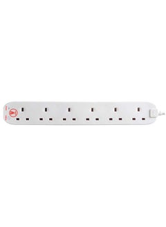 MASTERPLUG Masterplug Six Socket Power Surge Protected Extension Lead, 2 Meters, White, 2 Years Warranty, 75 years old British Brand  - Image 2