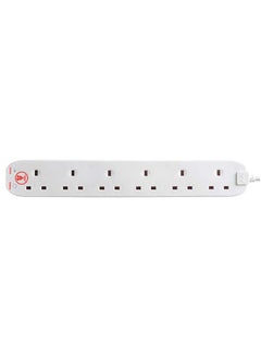 MASTERPLUG Masterplug Six Socket Power Surge Protected Extension Lead, 2 Meters, White, 2 Years Warranty, 75 years old British Brand  - Image 4