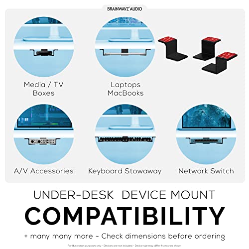 Brainwavz Adhesive Under Desk Laptop Holder Mount, Upto 1.9” / 48mm Thick, for Laptops MacBook Routers Surface iPads Tablets & More, Screw-in & Stick-On - Image 5