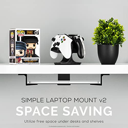 Brainwavz Adhesive Under Desk Laptop Holder Mount, Upto 1.9” / 48mm Thick, for Laptops MacBook Routers Surface iPads Tablets & More, Screw-in & Stick-On - Image 4